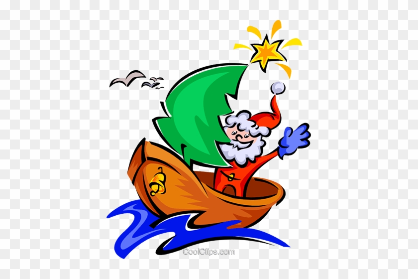 Clipart Santa Boat - Christmas Boat Parade Clip Art - Full Size PNG
