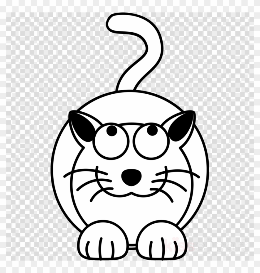 Black And White Cat Cartoon Clipart Cat Black And White - Computer System Vector Transparent Background #1617047