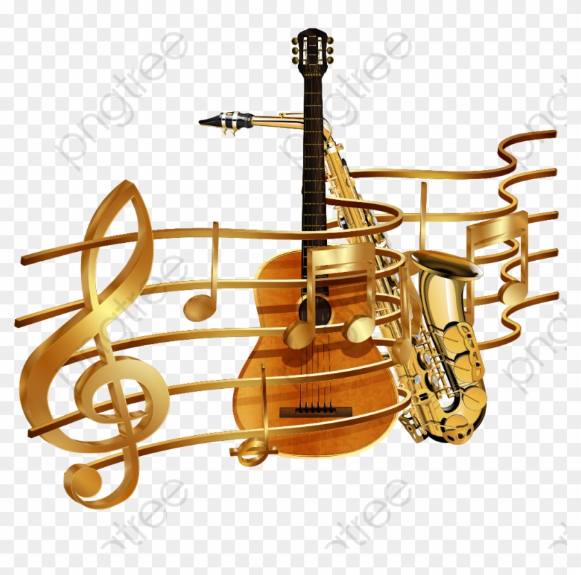 Vector Musical Notes With Gold Png Clipart - Art Saxophone Music Notes #1617215