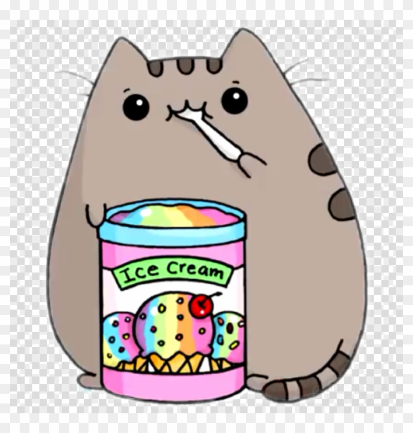 Pusheen Eating Ice Cream Clipart Ice Cream Pusheen - Cute How To Draw Pusheen #1617265