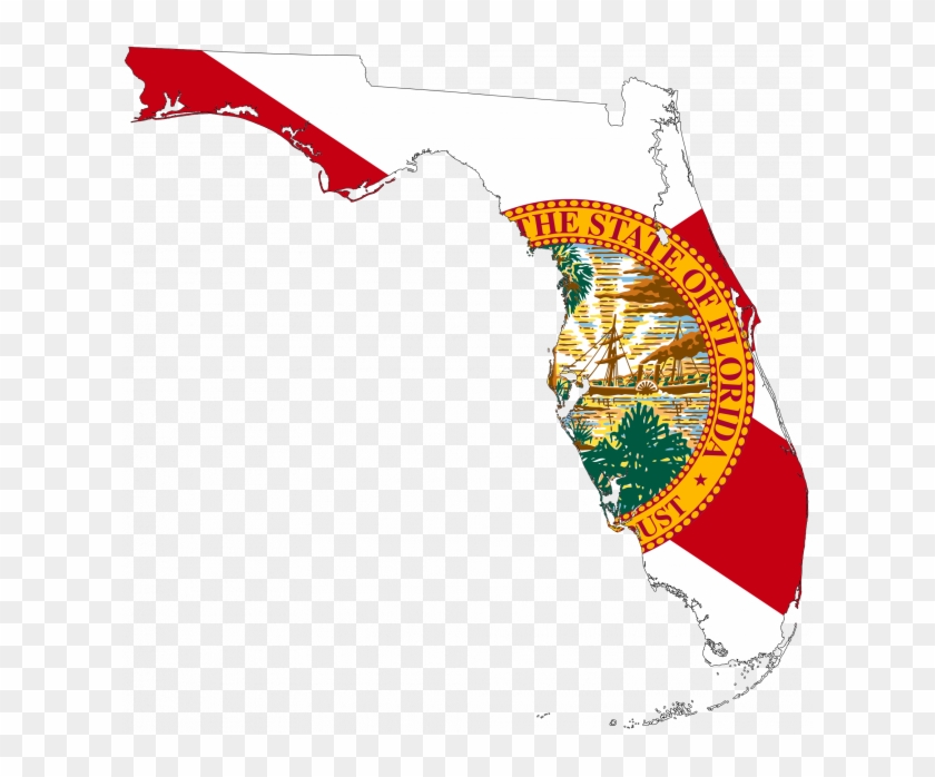 Map Of Florida With State Of Florida Seal Coloring - Florida Flag And Map #1617346