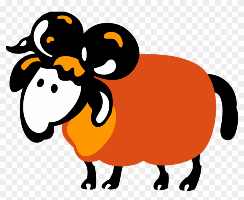Vector Illustration Of Mountain Goat Ram With Horns - Cartoon #1618086