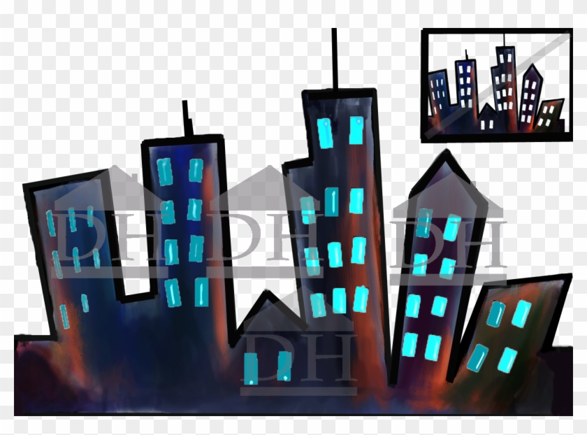 Daytime City Skyline - Graphic Design #1618756