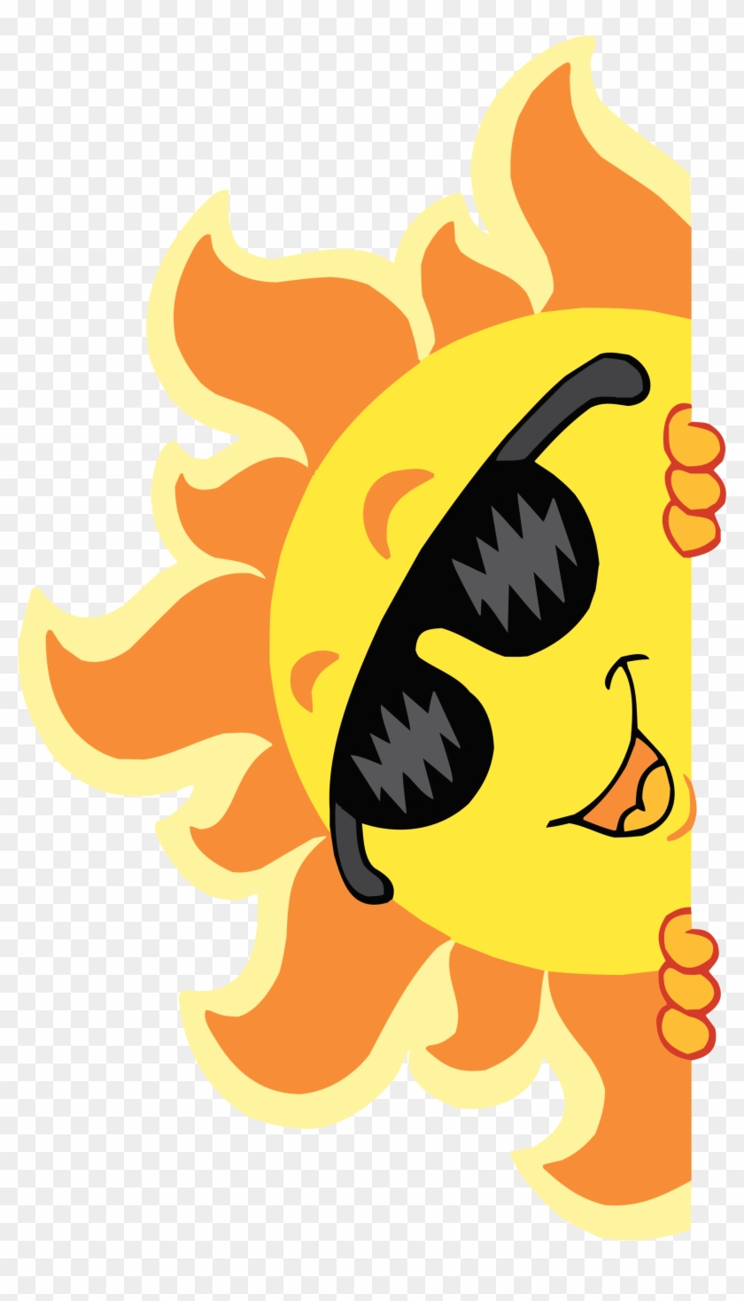 Cartoon Summer Sun Clip Art - Sun With Sunglasses #1619256