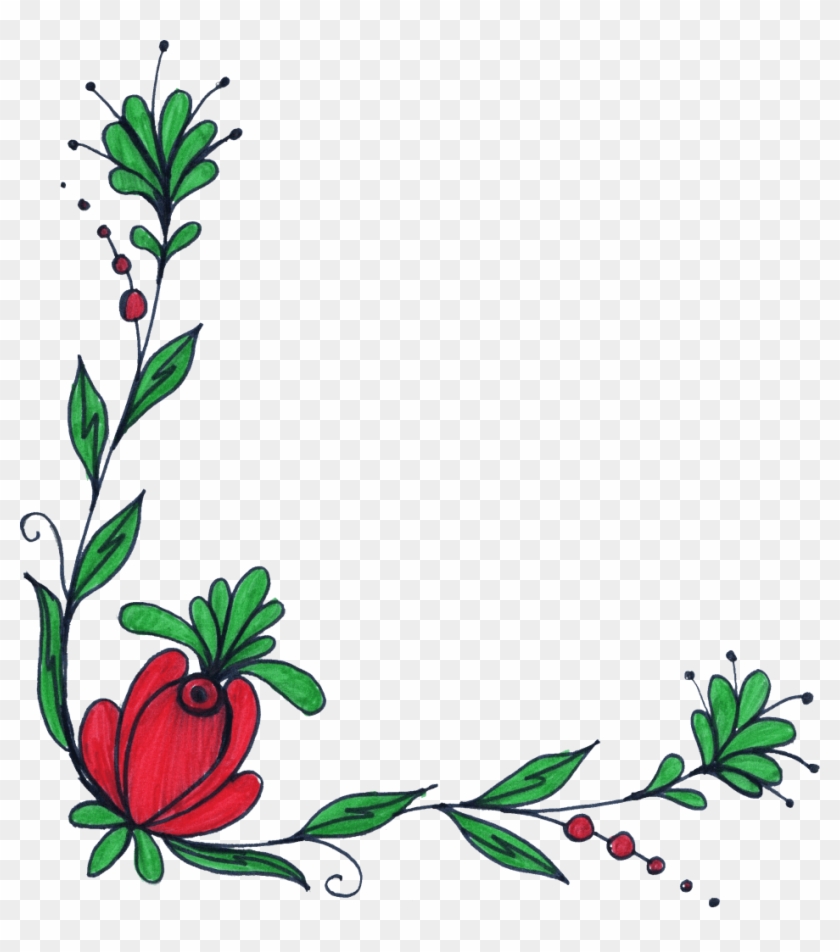 Flower Corner Border Vector Free Library - Flower Corner Border Design #1619514