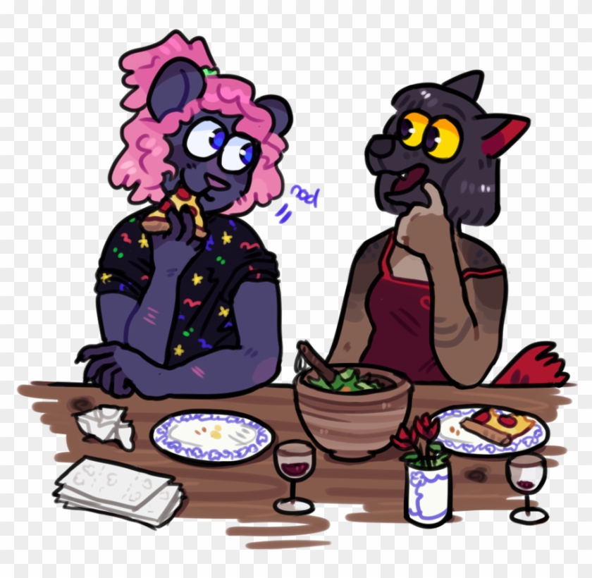 Girlfriends Having A Good Chat Over Dinner By Dogquest - Cartoon #1620189