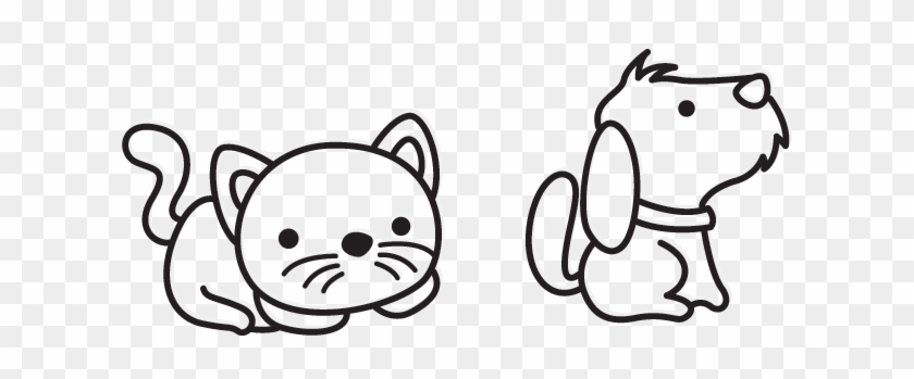 Cartoon Cat And Dog - Dog Cartoon Black And White Png #1620320