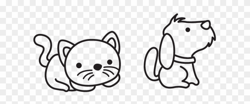 Cartoon Cat And Dog - Dog Cartoon Black And White Png #1620320
