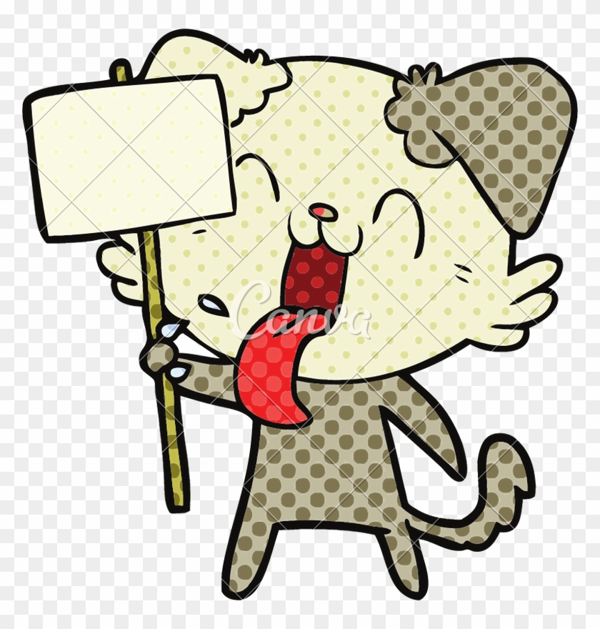 Cartoon Dog Holding Up Sign - Cartoon Avocado Png #1620325