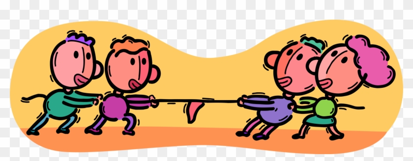 Vector Illustration Of Business Colleagues In Tug Of - Cartoon #1620519