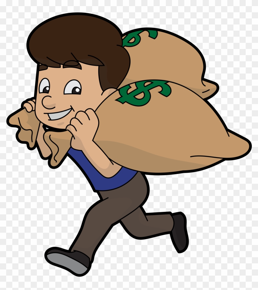 Open - Cartoon Guy With Money Bag #1621067