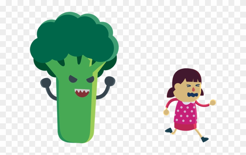 Cartoon Child Running Away From An Animated Broccoli - Cartoon #1621096