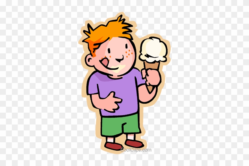 Little Boy With An Ice Cream Cone Royalty Free Vector - Ice Cream Sundae Feierabend #1621185