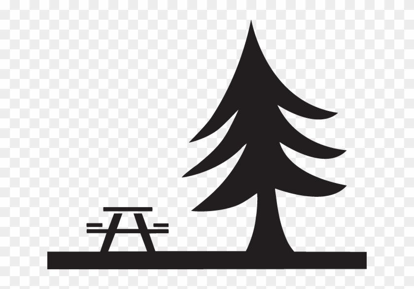 Picnic Table With Evergreen Tree - Picnic Area Sign #1621462
