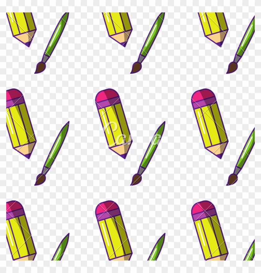 School Pencil And Paint Brush Art Pattern - School Pencil And Paint Brush Art Pattern #1621795