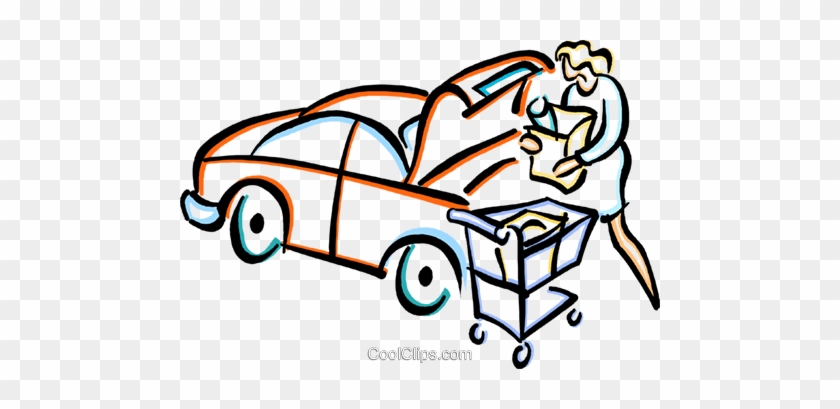 Carts Clipart Vehicle - Loading Groceries Into Car Clipart #1621995