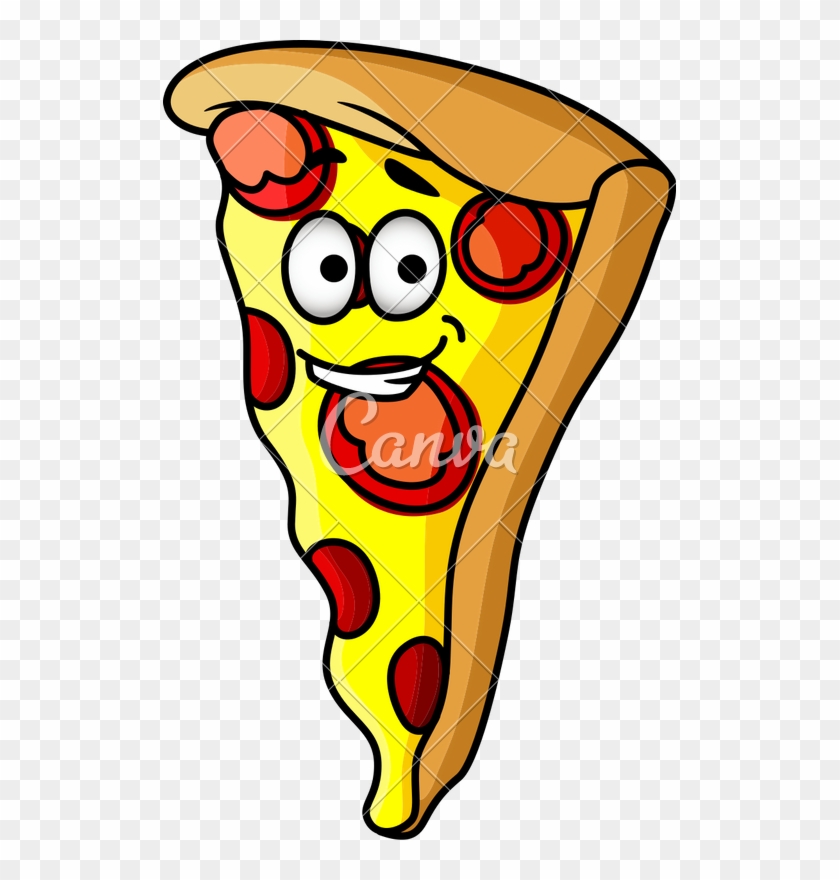 Slice Of Happy Cheesy Pepperoni Pizza - Pepperoni Pizza Cartoon Man - Free  Transparent PNG Clipart Images Download