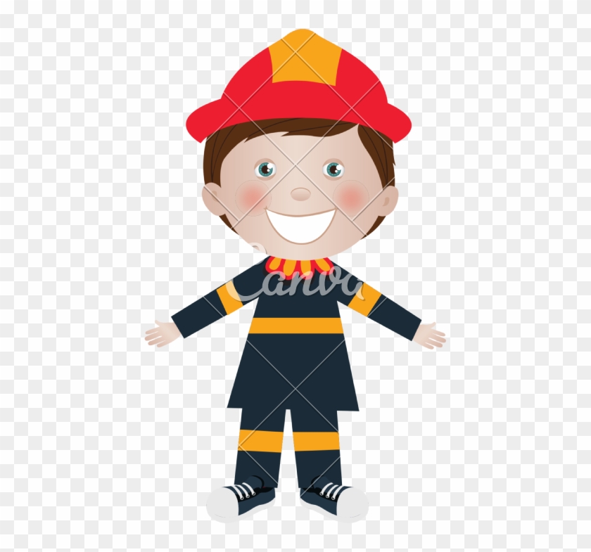 Child Dressed As Firefighter Icon Image - Fireman Face Cartoon #1622739