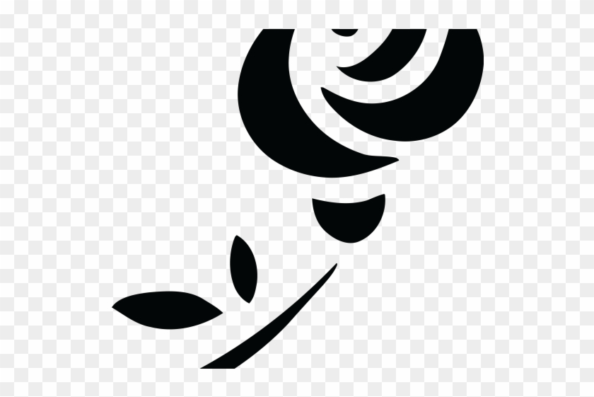White Rose Clipart Leaf - Black And White Rose Symbol #1622773