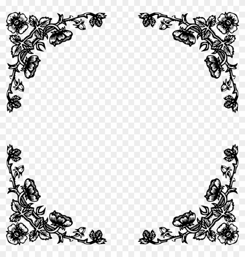 Roses Vector Clipart Black And White Clip Art - Black Rose Frame Png #1622774