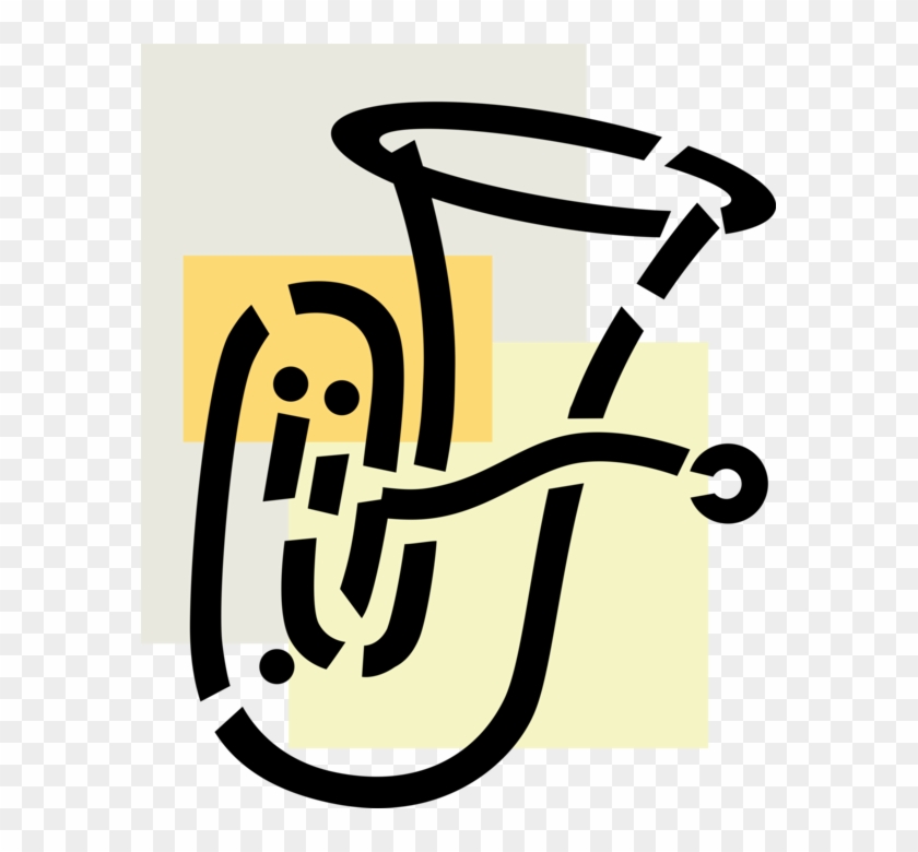 Vector Illustration Of Tuba Large Brass Low-pitched - Illustration #1622823