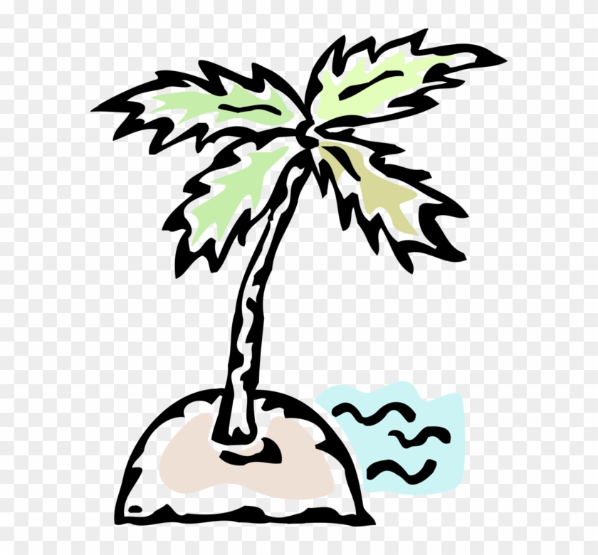 Vector Illustration Of Deserted Island With Palm Tree - Vector Illustration Of Deserted Island With Palm Tree #1622981