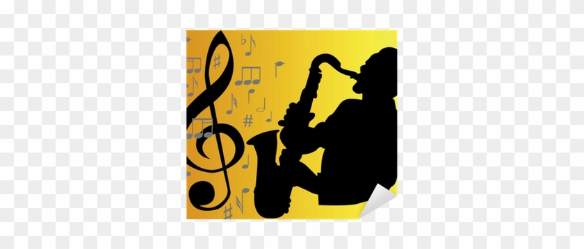 Black Silhouette Of A Saxophone Player Sticker • Pixers® - Saxophone Player Silhouette #1623177