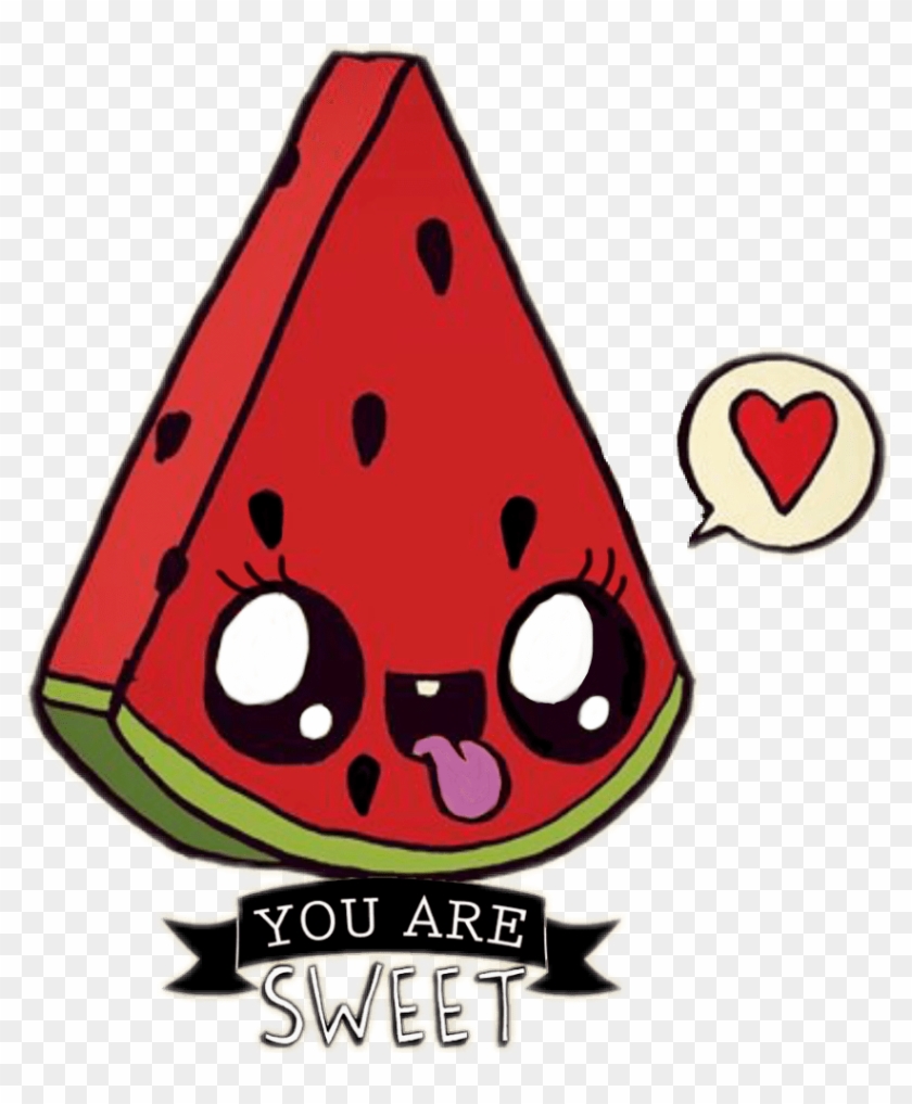 Ftewatermelon Sandia Kawaii Sandiakawaii Watermelon - Dibujos Kawaii De  Comida - Free Transparent PNG Clipart Images Download