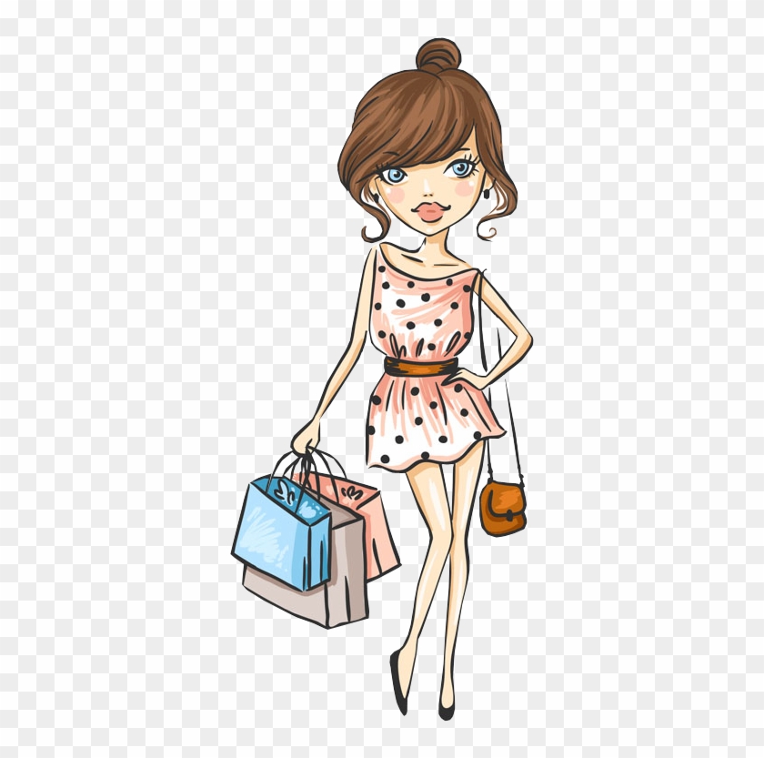 Clip Art Portfolio Categories Designshop Page Cartoon - Cute Girl Shopping Cartoon #1623406