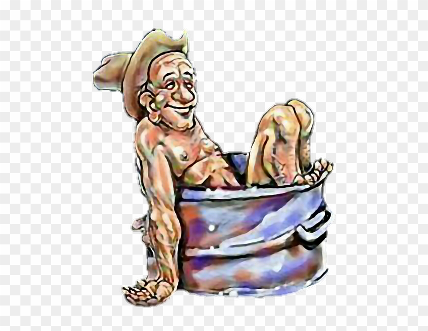 Hillbilly Redneck Bathtub Bathing Inbred Man Boy - Redneck Bathtub Clipart #1623640