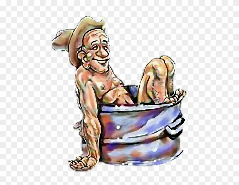 Hillbilly Redneck Bathtub Bathing Inbred Man Boy - Redneck Bathtub Clipart #1623640