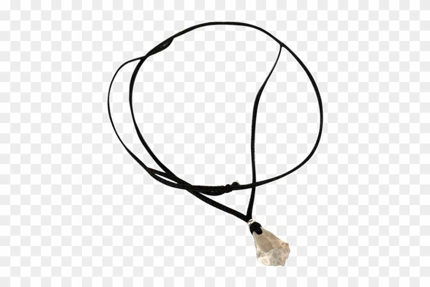 Silver Crystal Pendant Black Necklace - Line Art #1623661