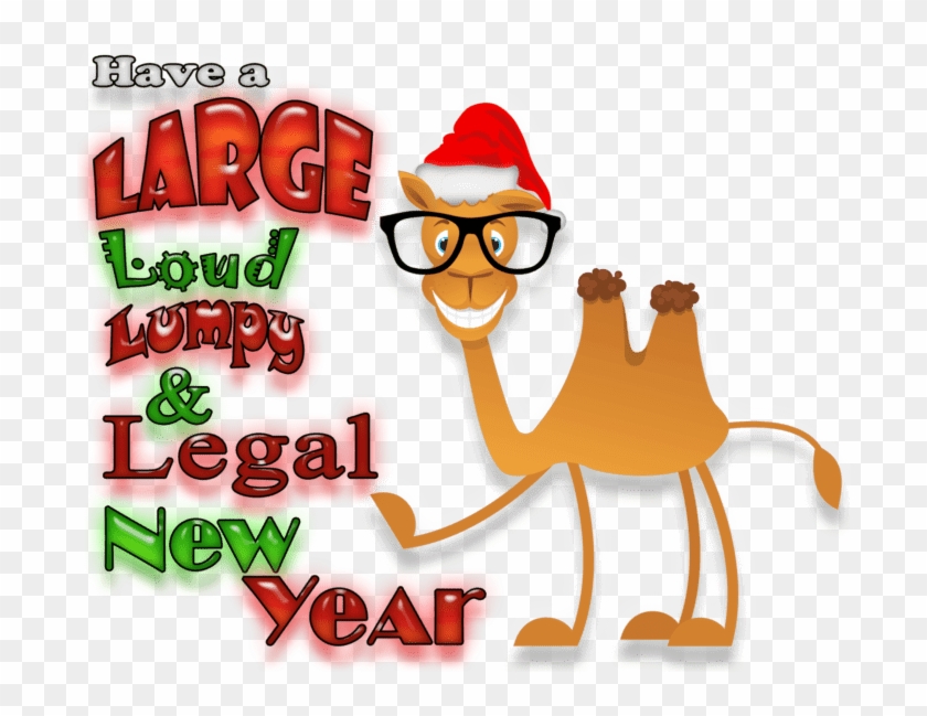 Cartoon Camel Wearing Glasses And A Santa Hat Pointing - Cartoon #1623910