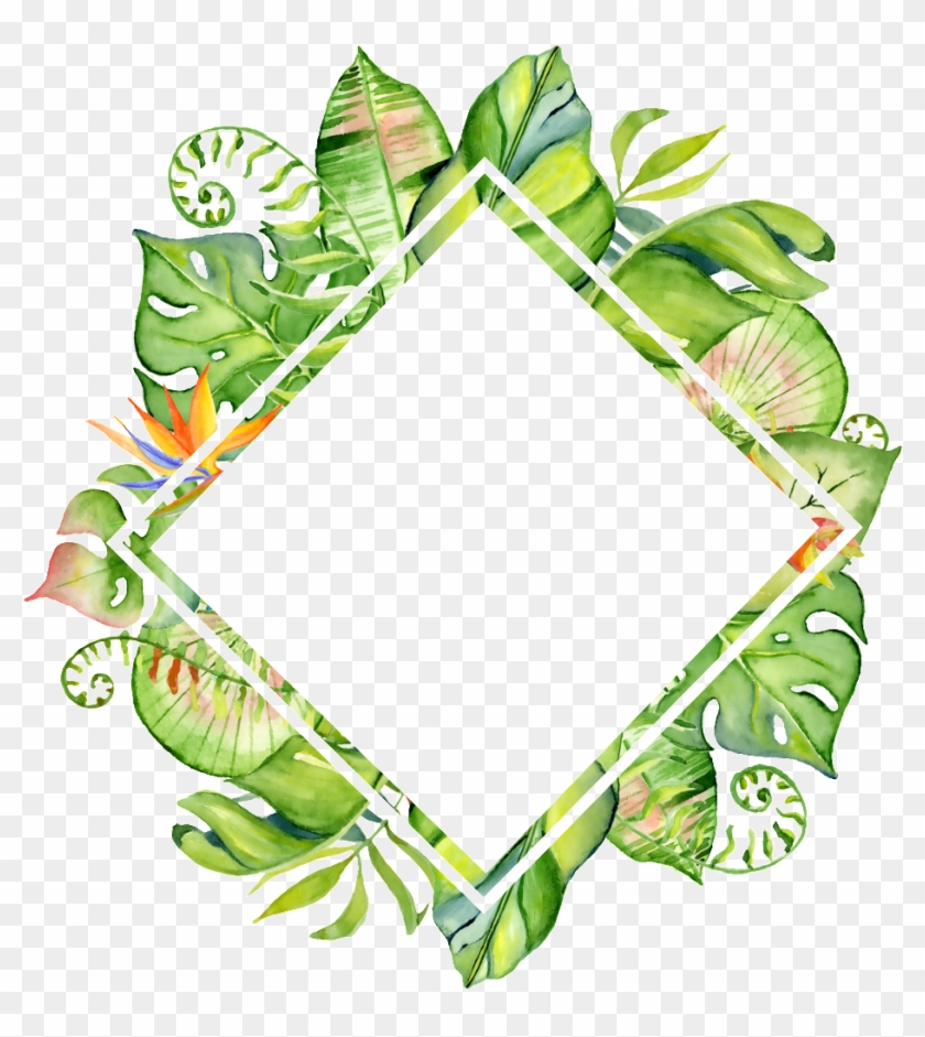 Transparent Leaf Border Transparent Background - Tropical Leaves Frame Png #1623930