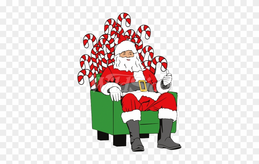 Santa Claus On Candy Throne - Santa Candy Cane Throne Png #1624099