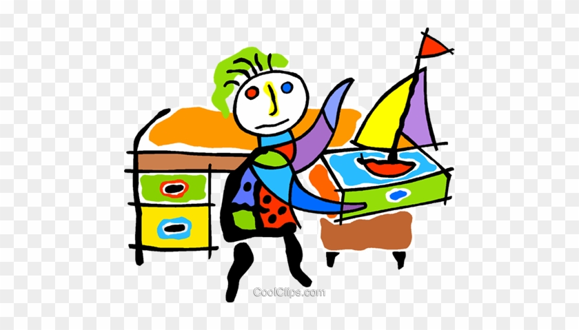 Boy At Desk With Toy Sailboat Royalty Free Vector Clip - Boy At Desk With Toy Sailboat Royalty Free Vector Clip #1624731
