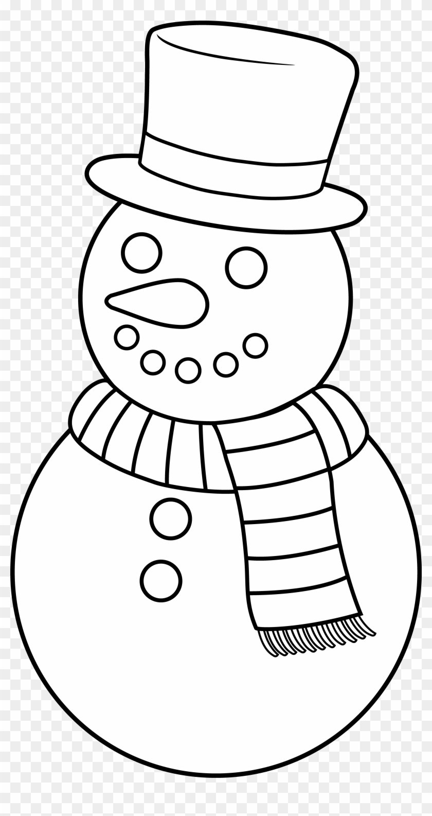 Colorable Christmas Snowman - Snowman Clip Art Black And White #1625418