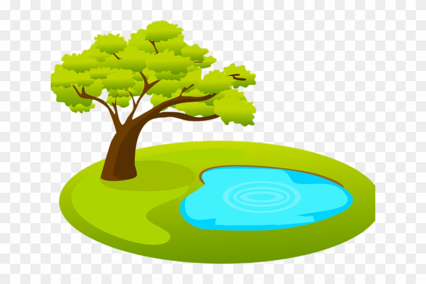 Lake Clipart Fishpond - Tree And Pond Clipart #1625426