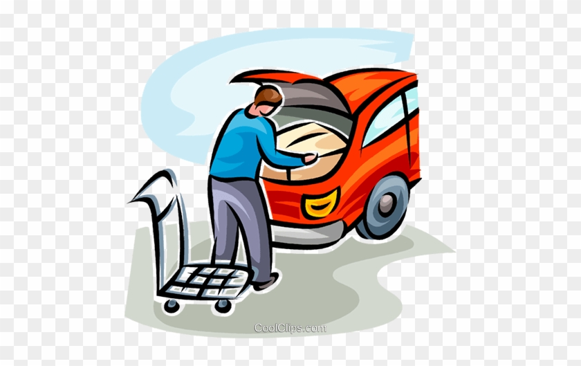 Homem Carregar O Carro Com Uma Caixa Livre De Direitos - Loading Car Clipart #1625432