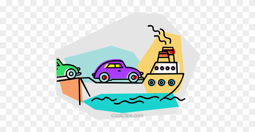 Ferry Loading Cars Royalty Free Vector Clip Art Illustration - Ferry Loading Cars Royalty Free Vector Clip Art Illustration #1625434