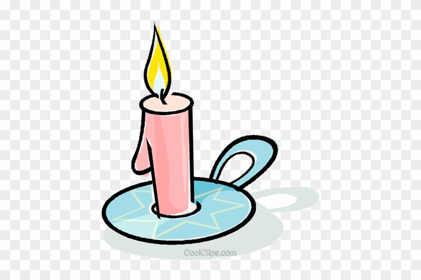 Candle With A Candle Holder Royalty Free Vector Clip - Cartoon Candle #1625771