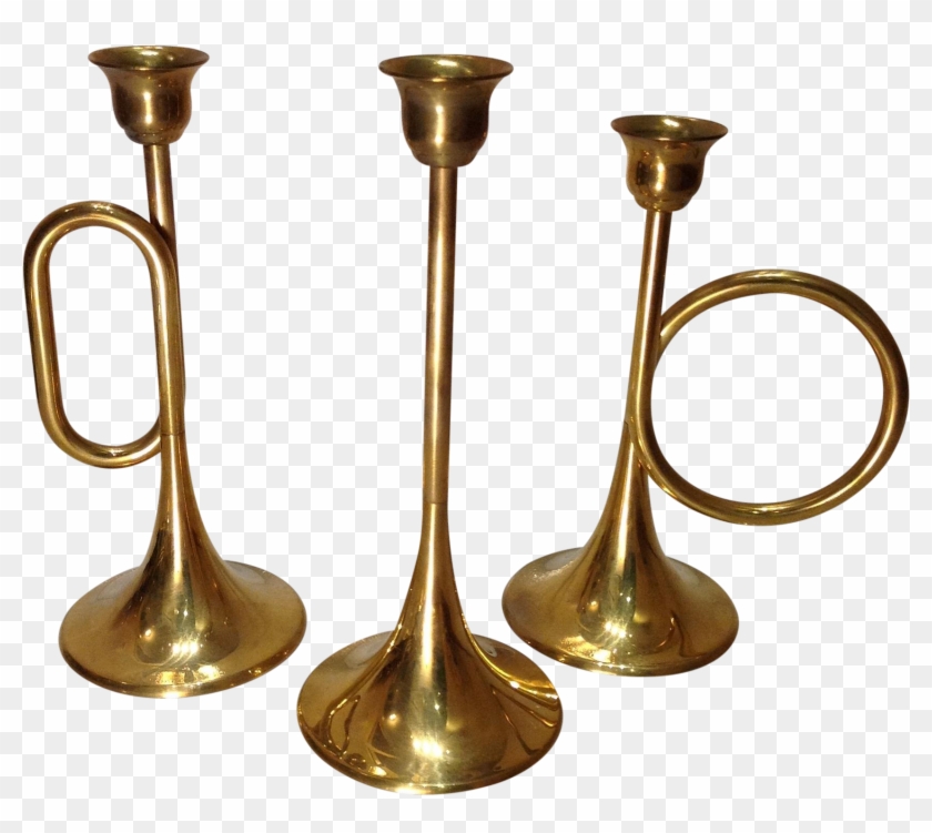Brass Trumpet Candlesticks Set - Antique #1625791