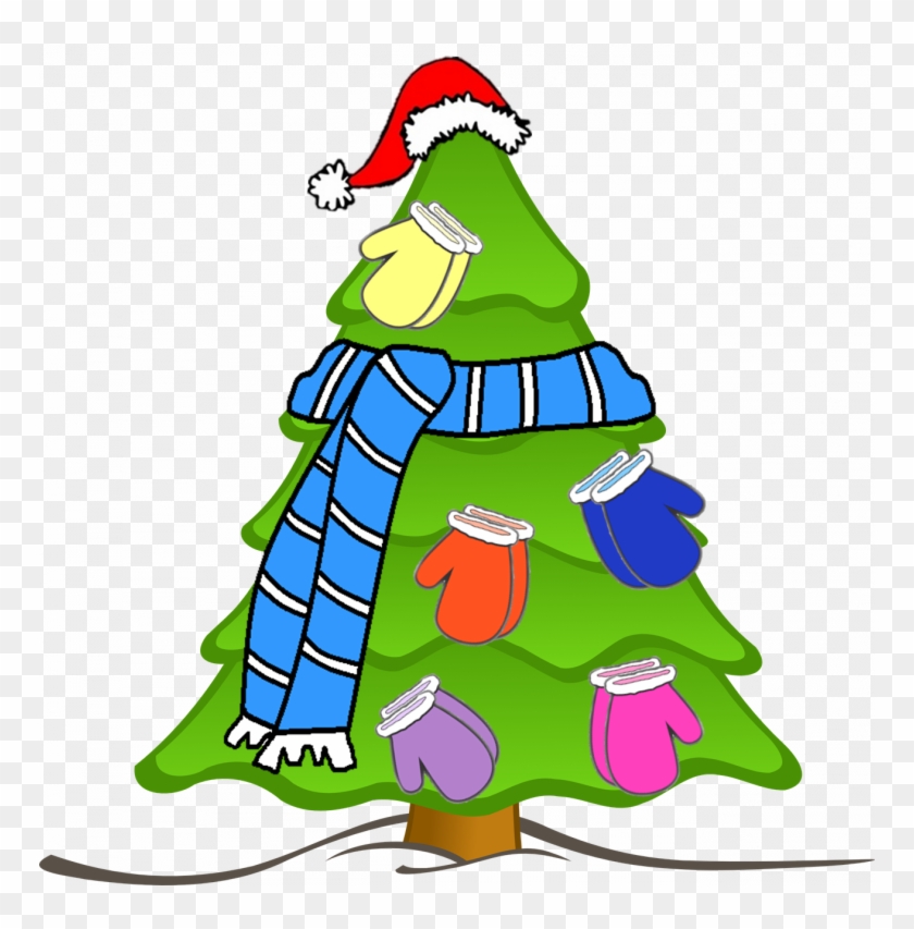 Scarf Hat Mitten Tree Clip Art Car Pictures Car Canyon - Christmas Tree And Bells Drawing #1625923