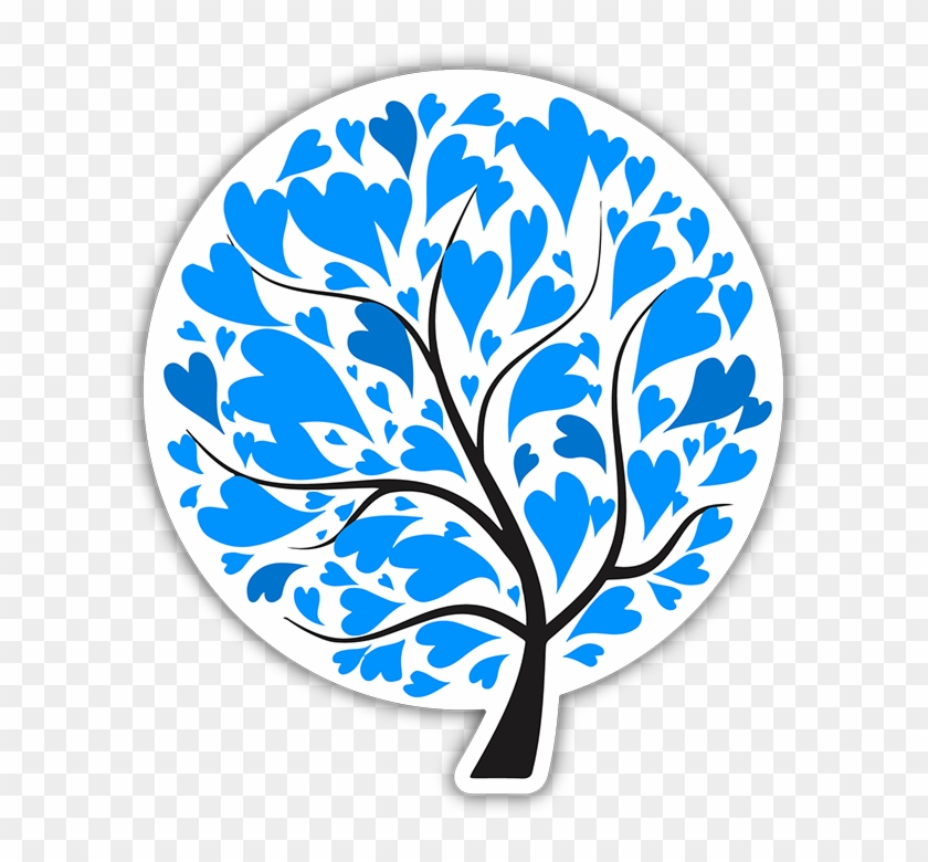 Tree Of Love Bumper Sticker Blue - Tree Hearts #1625960