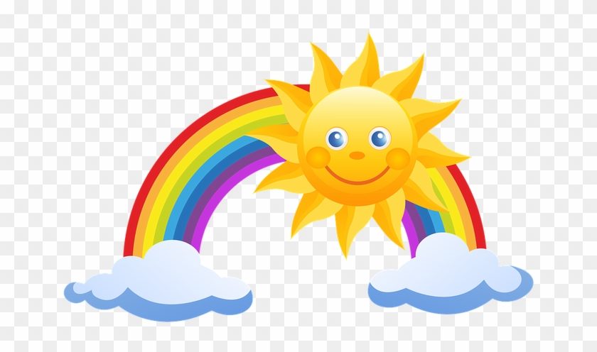 Clipart Black And White A Baby Cloud Or Angel Rainbow - Rainbow With Sun Png #1626158