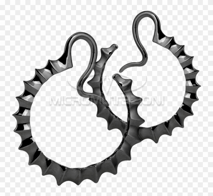 Black Brass Hoop Spikes Earrings Ear Pendant - Crankset #1626267