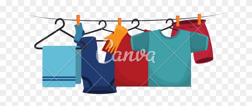 Hanging Laundry Vector - Hanging Laundry Clothes #1627034