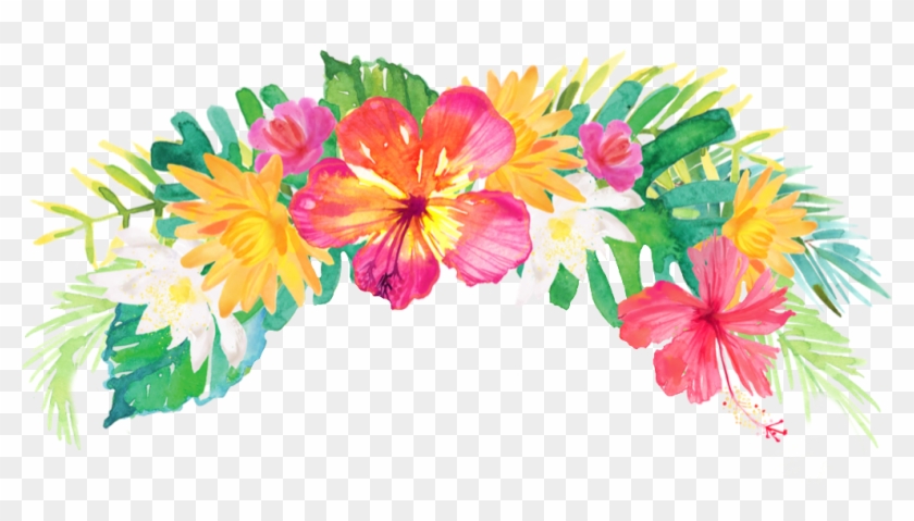 Tropical Summer Palm Flowers Headband Drawing Flower - Tropical Flower Crown Png #1627213