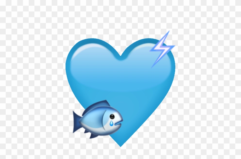 Blue Heart Emoji Fish Electric Electricity Cute Sticker - Coral Reef Fish #1627226