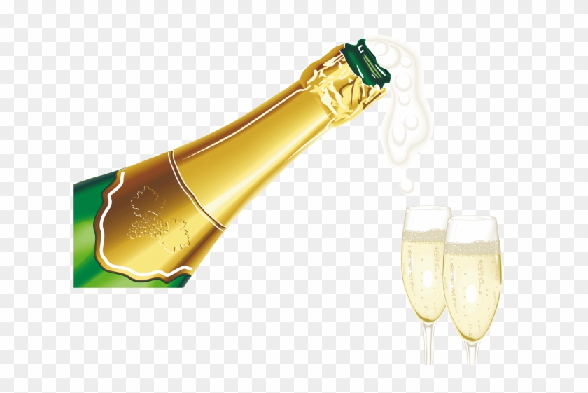 Champagne Clipart Transparent Background - Champagne Popping With Glasses #1627246